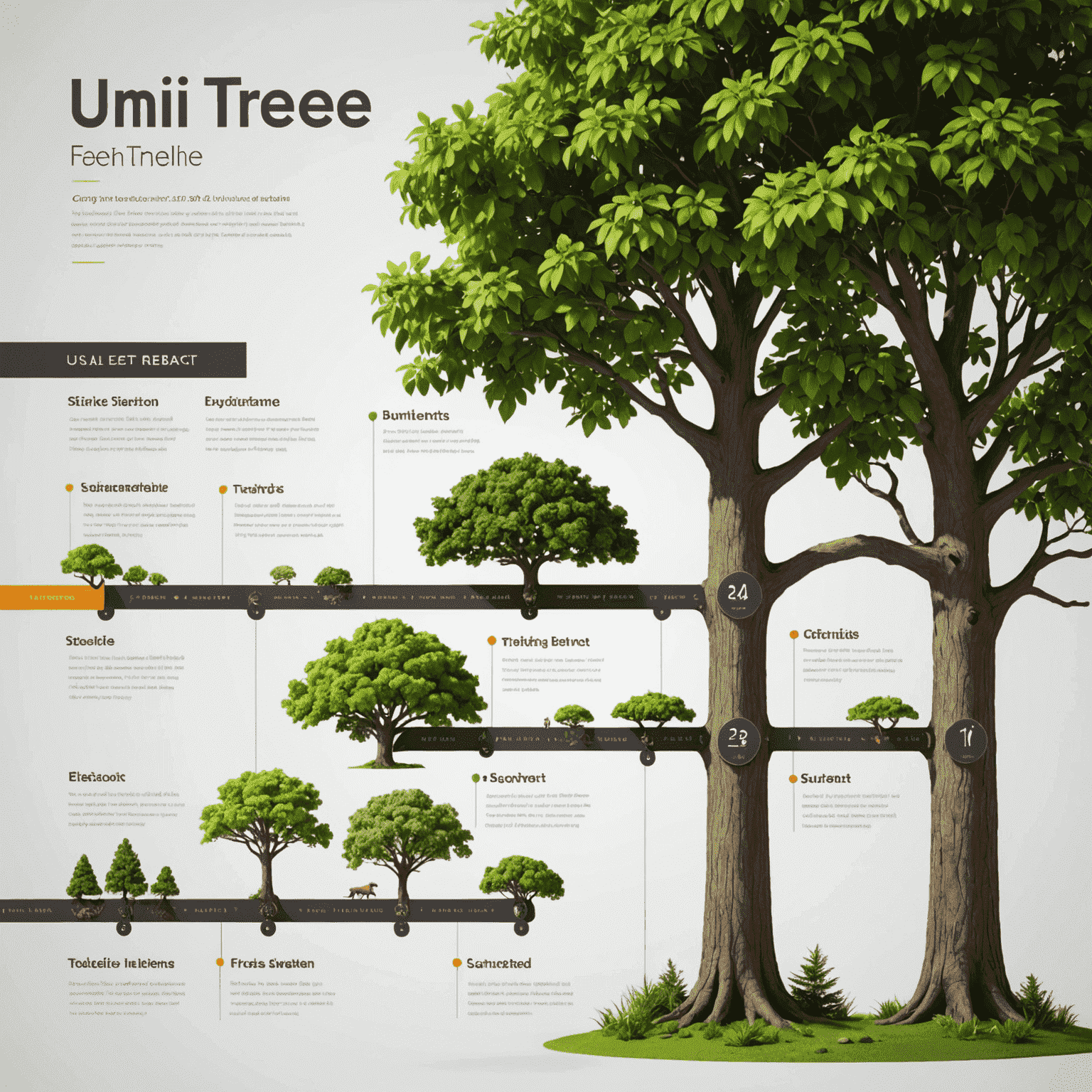 A timeline showing the evolution of Uni Tree from a small startup to a major educational platform, with key milestones and achievements highlighted along the way.