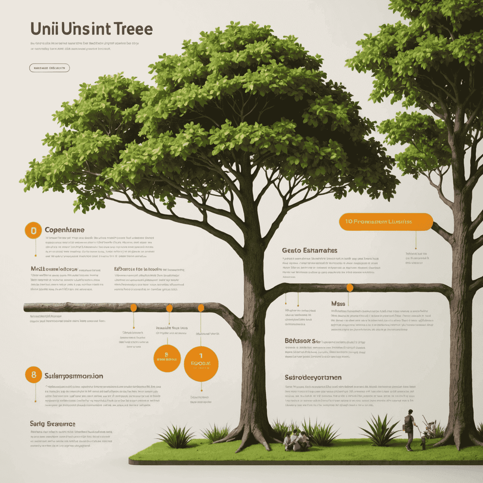 A timeline showing the evolution of Uni Tree from a small startup to a major educational platform, with key milestones and achievements highlighted