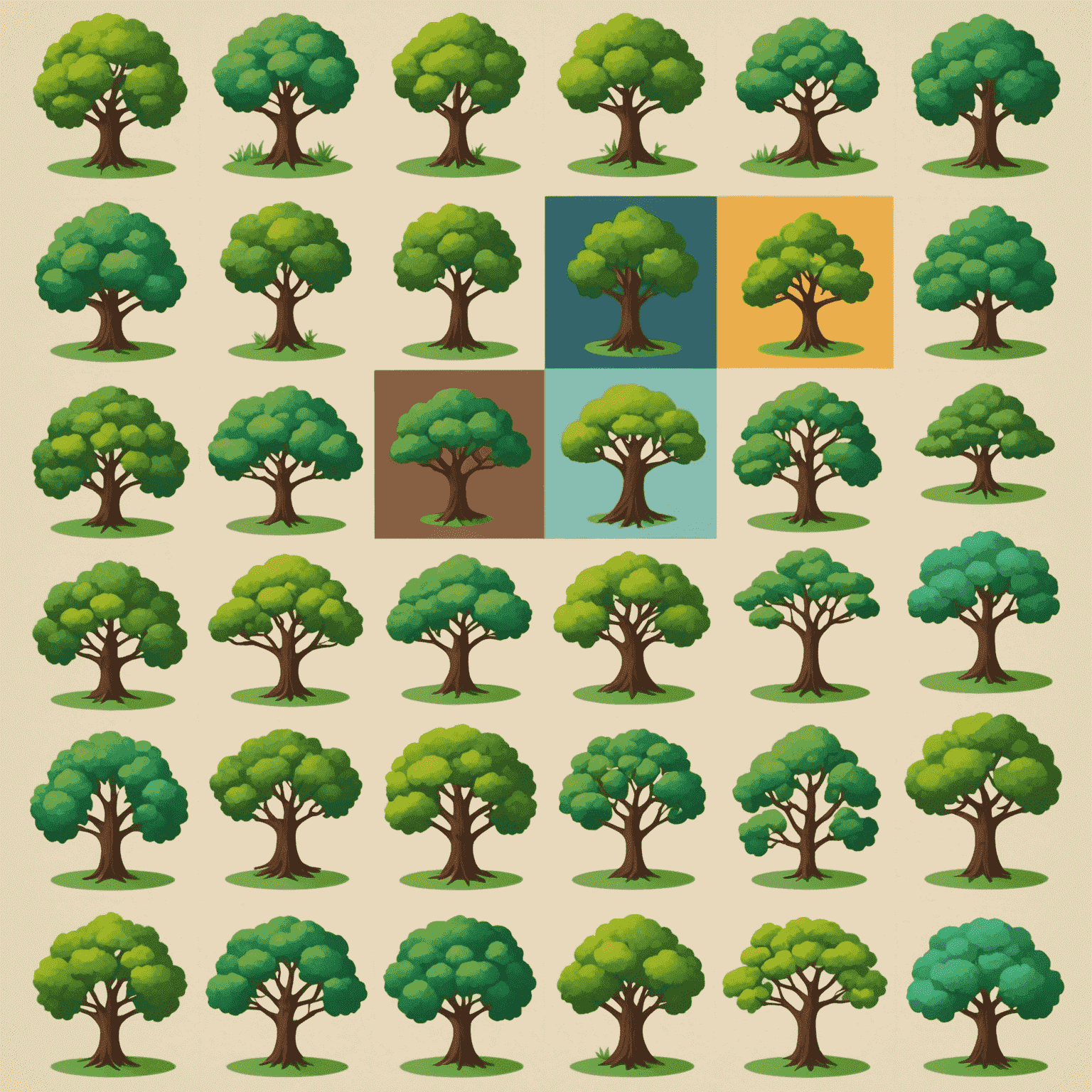 A collage of icons representing various Uni Tree features, such as video lectures, interactive quizzes, and collaborative tools